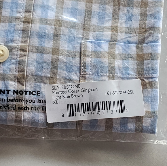 Slate & Stone button down pointed collar gingham shirt - Picture 3 of 3